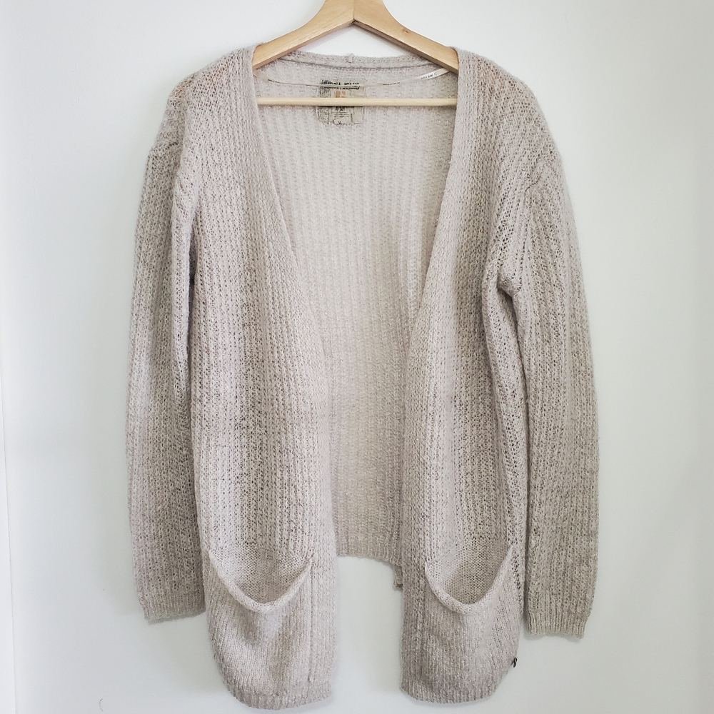 Garcia Jeans Open-Front Cozy Knit Cardigan in Light Beige - Size Medium**read
